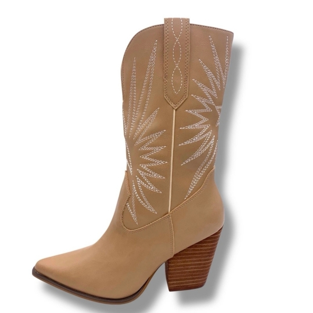 Oasis Society California Women’s Tan Beige Cowboy Boots Size 9 - Picture 9 of 9